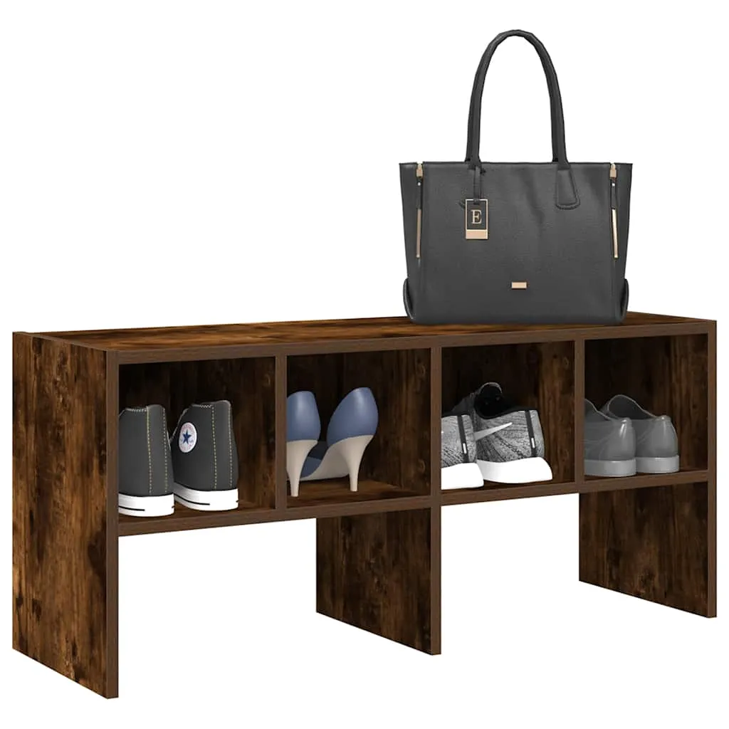 Shoe Rack Stackable Smoked Oak 89.5x30x40 cm