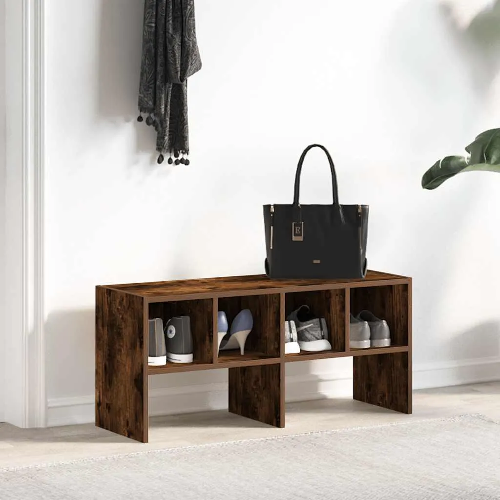 Shoe Rack Stackable Smoked Oak 89.5x30x40 cm