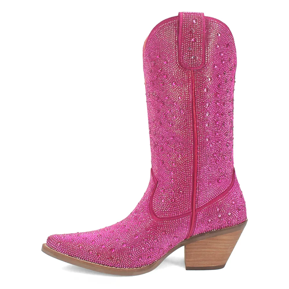 Silver Dollar Rhinestone Round Toe Cowboy Boots