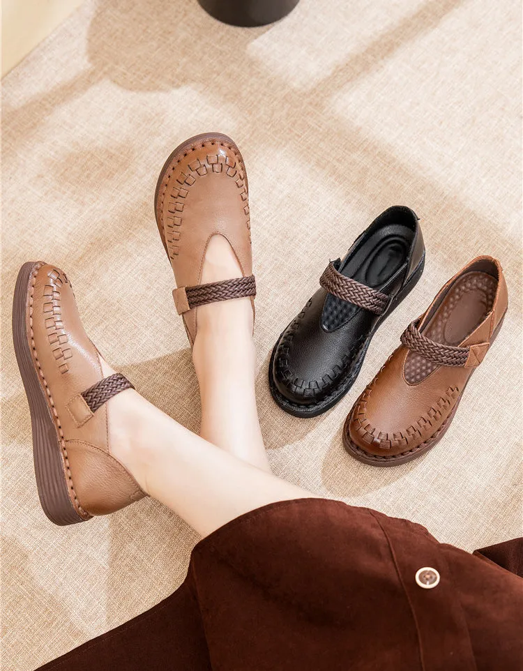 Spring Simple Comfortable Soles Retro Flat Shoes 35-41