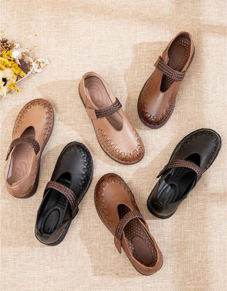 Spring Simple Comfortable Soles Retro Flat Shoes 35-41