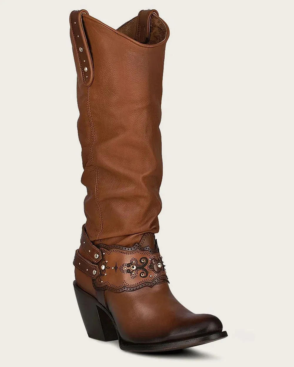 Tall honey bovine boot