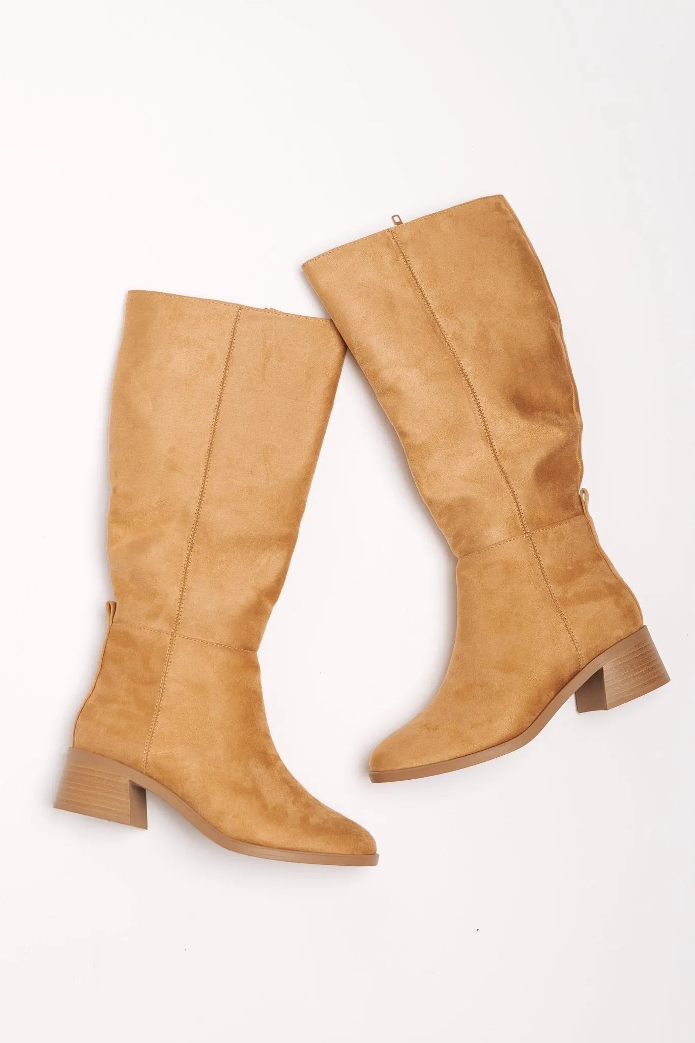 Vintage Tan Suede Knee High Boots