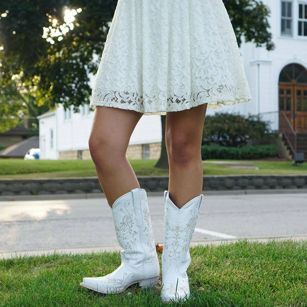 White Rhinestone Cowgirl Boots (Wedding Cowgirl Boots)