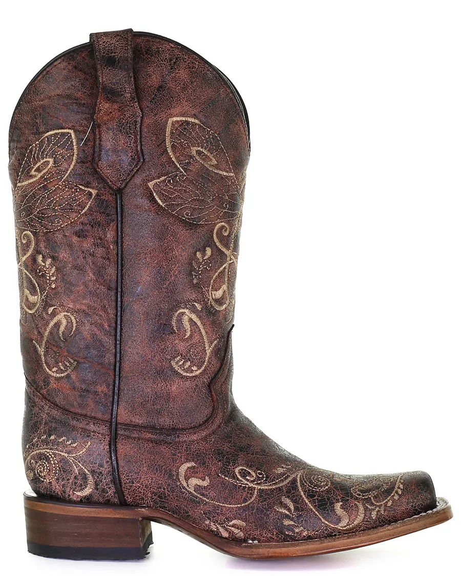 Women's Dragonfly Embroidery Western Boots