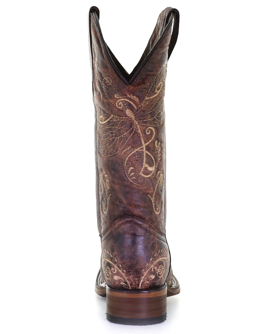 Women's Dragonfly Embroidery Western Boots