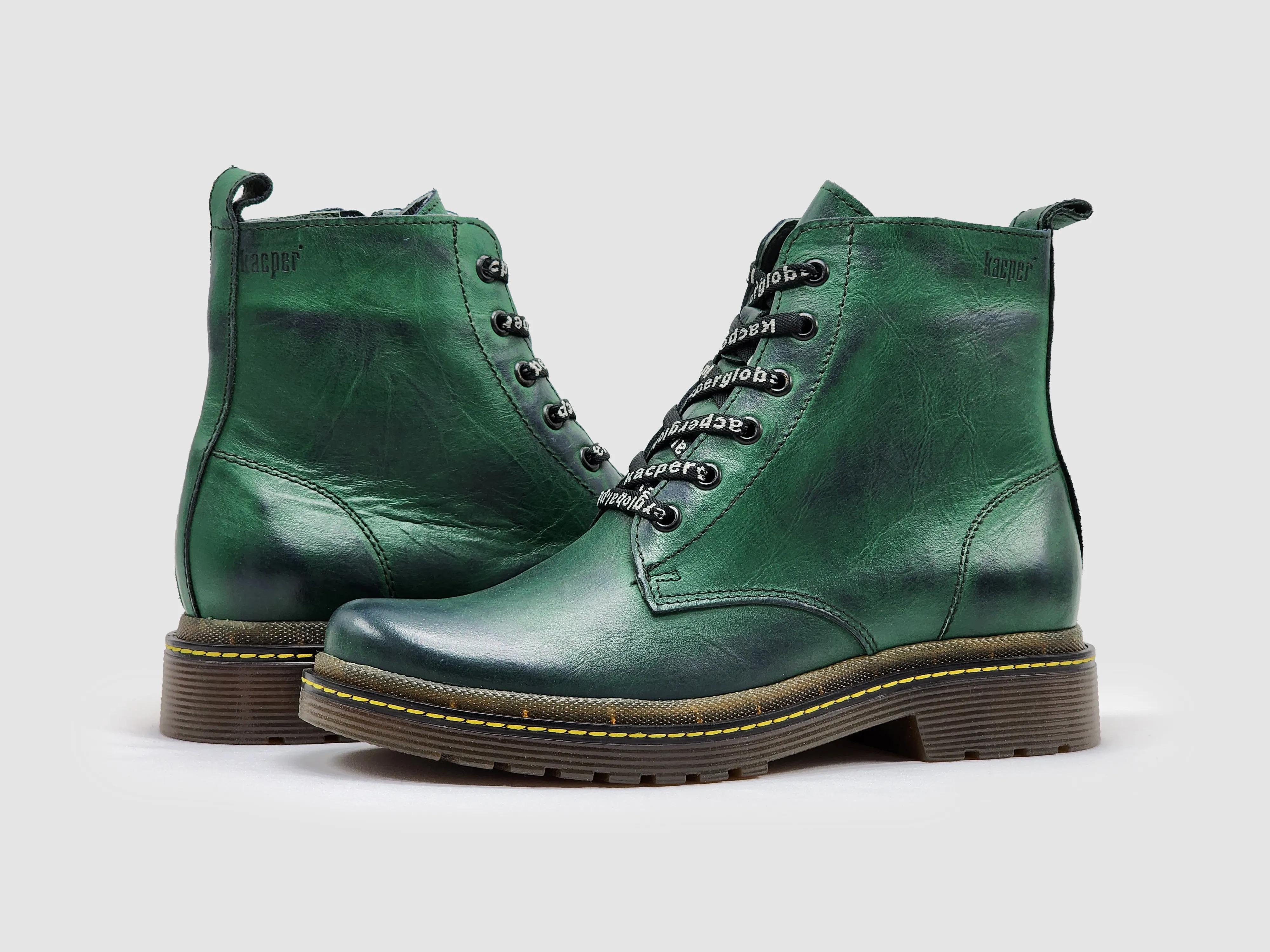 Women's Premium Leather Zip-Up Boots - Green