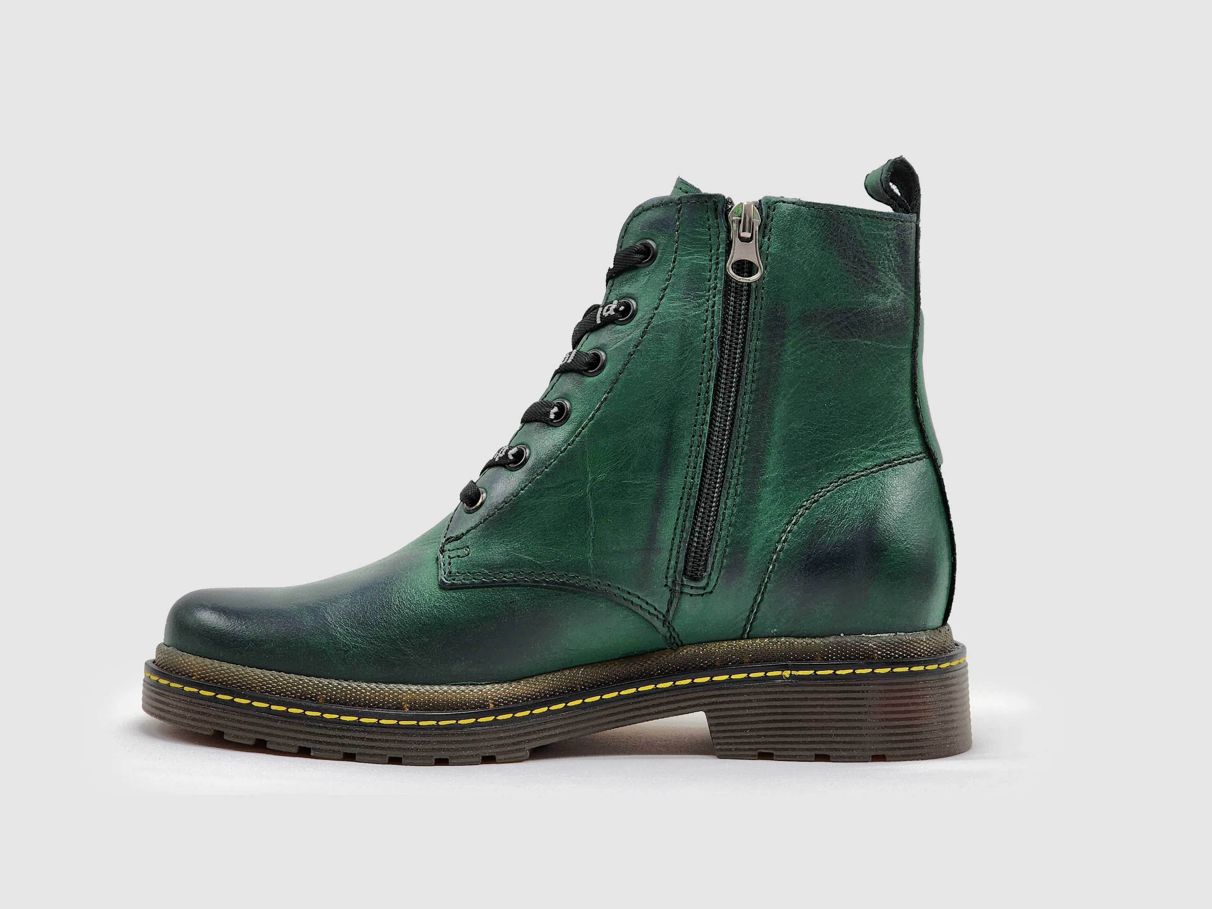 Women's Premium Leather Zip-Up Boots - Green